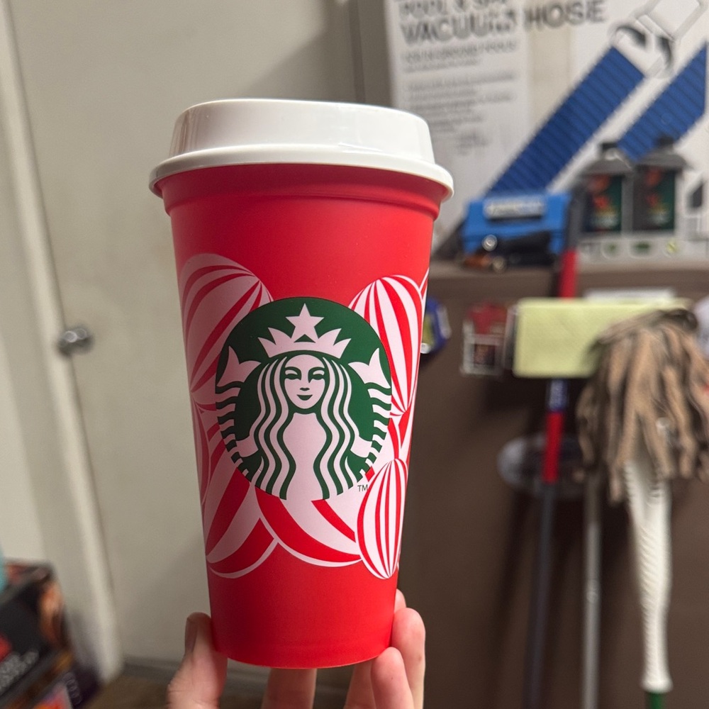 NEW Starbucks Red Holiday Cup with White Lid and Green Logo